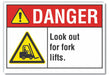 Lift Truck Traffic Danger Lbl 3.5x5in