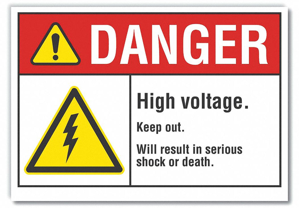 High Voltage Danger Rflct Lbl 10inx14in