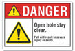 Open Hole Danger Rflct Label 10inx14in