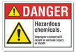 Hazardous Chem Danger Rflct Lbl 3.5x5in