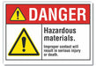 Hazardous Mtrl Danger Rflct Lbl 10x14in