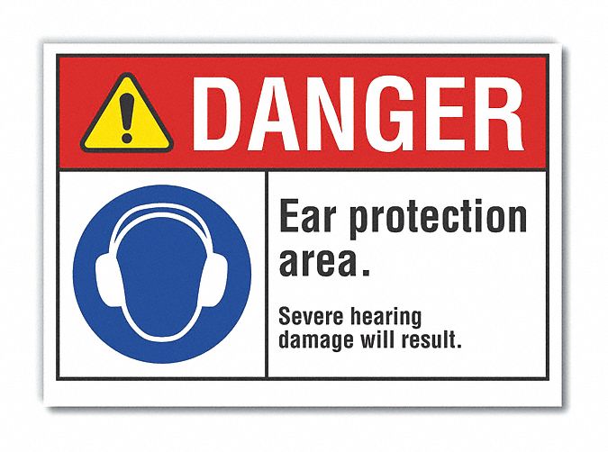 Hearing Danger Rflct Label 7inx10in