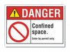 Confined Space Danger Lbl 7x10in Polyest