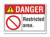 Restricted Area Dangr Rflct Lbl 3.5x5in