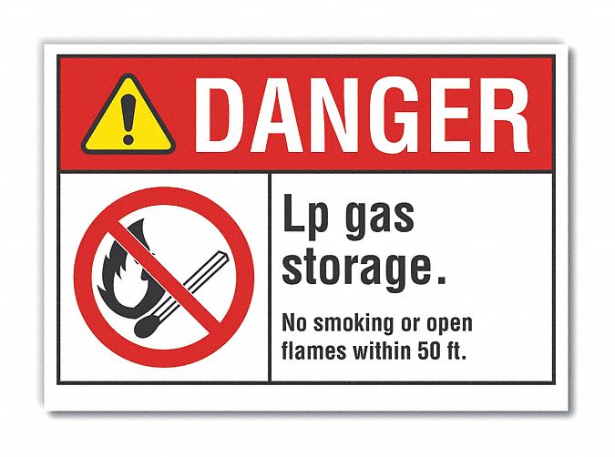 No Smoking Danger labl 10x14in Polyester