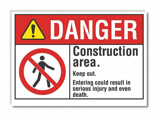Danger Sign 7 in x 10 in Non-PVC Polymer