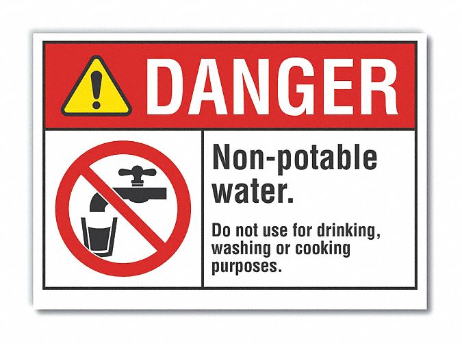Potable Water Danger Rflctv Label 7x10in