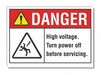 High Voltage Danger Lbl 7x10in Polyest