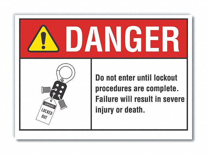 Lockout Tagout Danger Rflctv Labl 7x10in