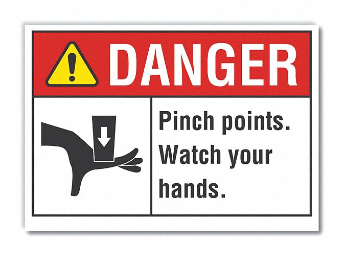 Pinch Point Danger Label 3.5x5in Polyest