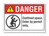 Confined Space DangerLbl 3.5x5in Polyest