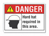 Hard Hat Danger Label 5inx7in Polyester