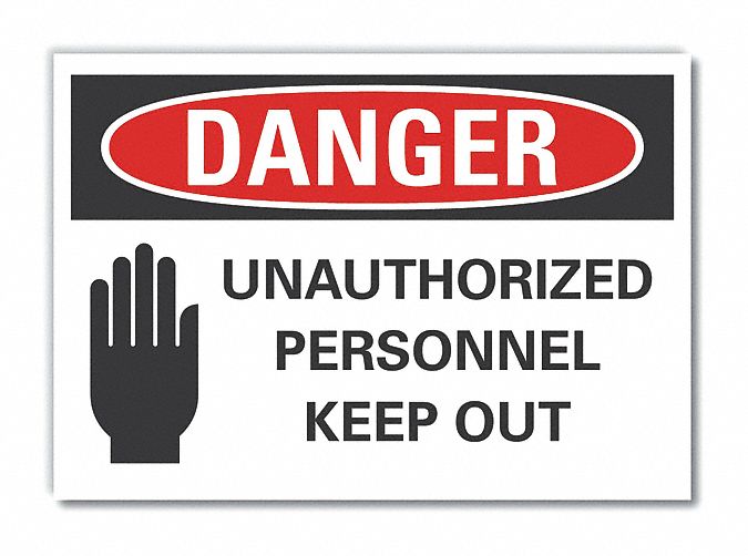 Auth Personnel Danger Lbl 5x7in Polyest