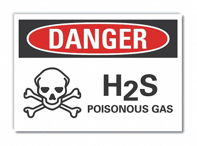 H(2)S Poisonous Gas Danger Lbl 3.5x5in