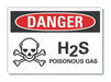 H(2)S Poisonous Gas Rflct Lbl 10x14in