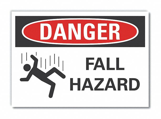 Fall Hazard Danger Rflctv Label 5inx7in