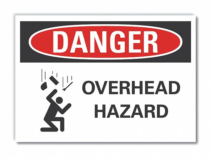 Overhead Hazard Danger RflctvLbl 10x14in