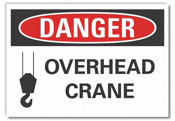 Crane Hoists Danger Lbl 3.5x5in Polyest
