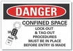 Confined Space DangerLbl 3.5x5in Polyest