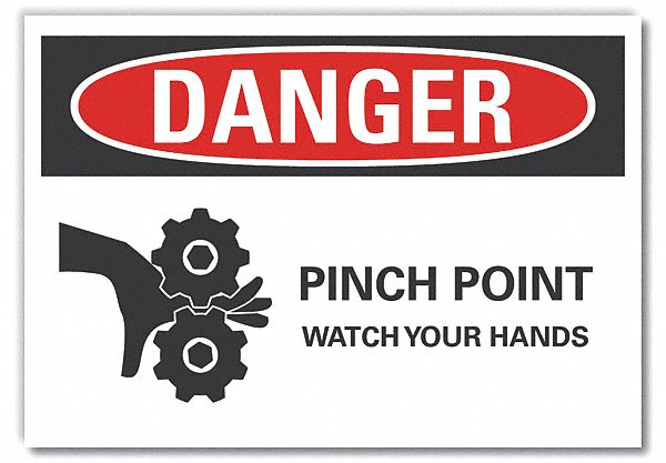 Pinch Point Danger Label 3.5x5in Polyest