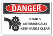 Hands Clear Danger Rflct Lbl 7inx10in