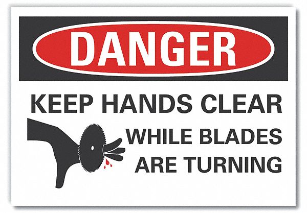 Keep Hand Clear DangrLbl 5x7in Polyest