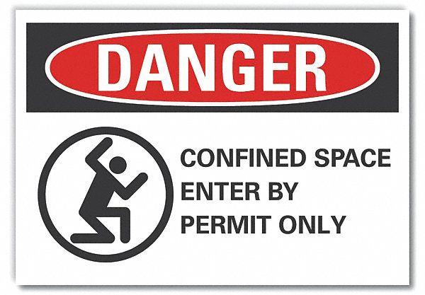 Confined Space Danger Lbl 7x10in Polyest