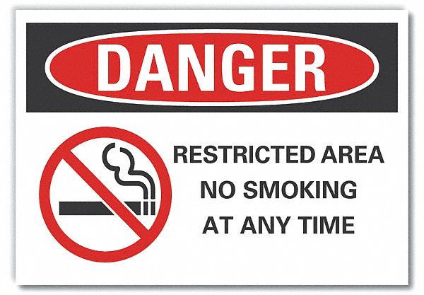 No Smoking Danger Rflct Lbl 10inx14in