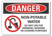 Potable Water Danger Rflct Lbl 10x14in
