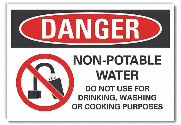 Potable Water Danger Lbl 7x10in Polyest