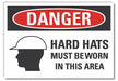 Hard Hat Danger Label 3.5x5in Polyester