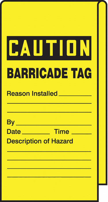 Wrap Stick Tag Caution 12 Lx3-1/8 W PK25