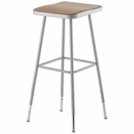 Square Stool Adjustable Legs Gray 30 H