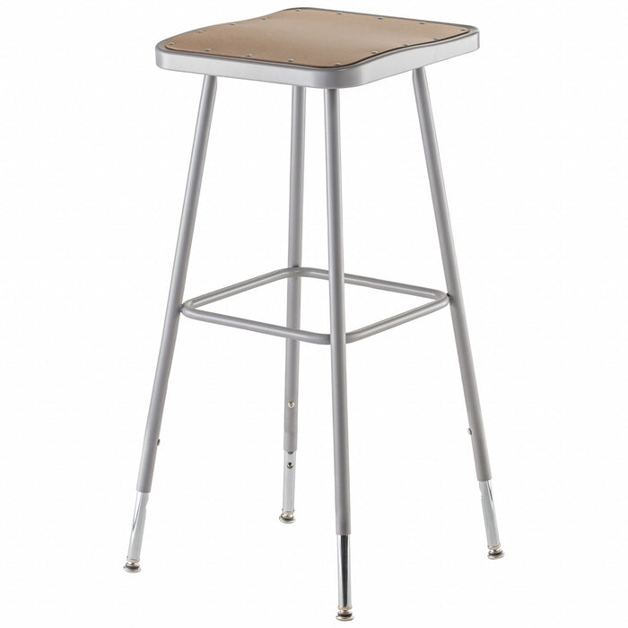 Square Stool Adjustable Legs Gray 30 H