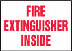 Sign Fire Extinguisher Inside 3-1/2 x5 