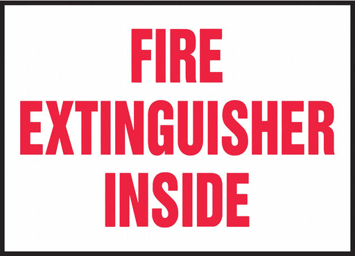 Sign Fire Extinguisher Inside 3-1/2 x5 