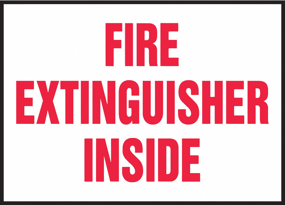 Sign Fire Extinguisher Inside 3-1/2 x5 