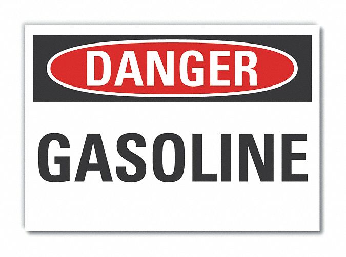Gasoline Danger Label 3.5x5in Polyester