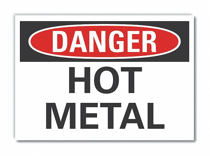 Hot Metal Danger Rflct Label 3.5inx5in