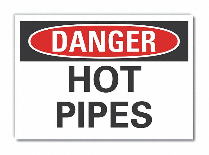 Hot Pipes Danger Label 3.5x5in Polyester