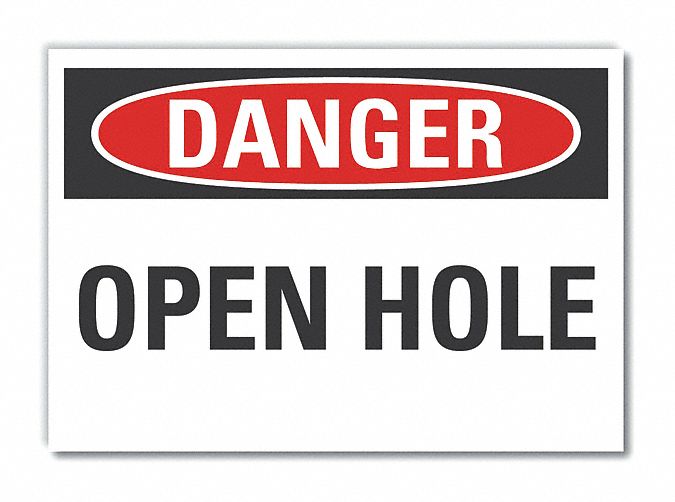 Open Hole Danger Lbl 7inx10in Polyester