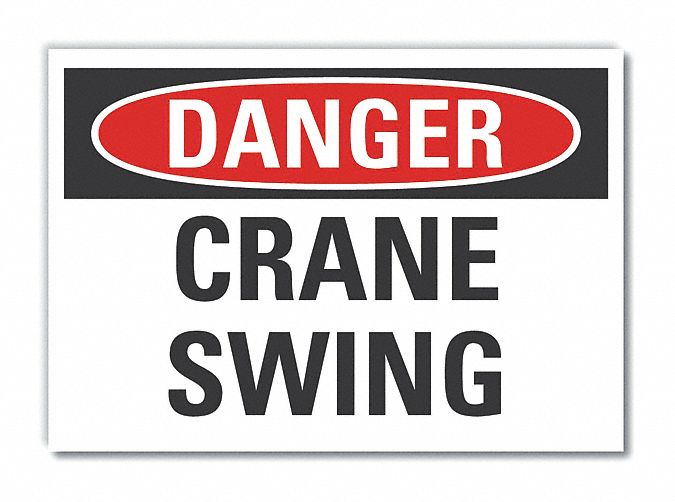 Crane  Hoists Danger Rflct Lbl 7x10in