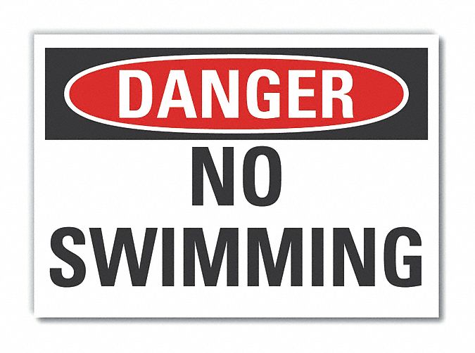 No Swimming Danger Lbl 3.5x5in Polyest