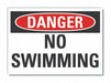No Swimming Danger Rflct Label 3.5x5in