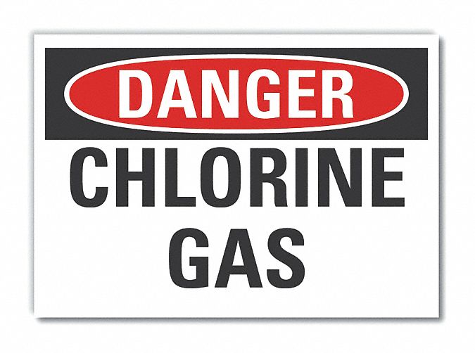 Chlorine Danger Label 5inx7in Polyester