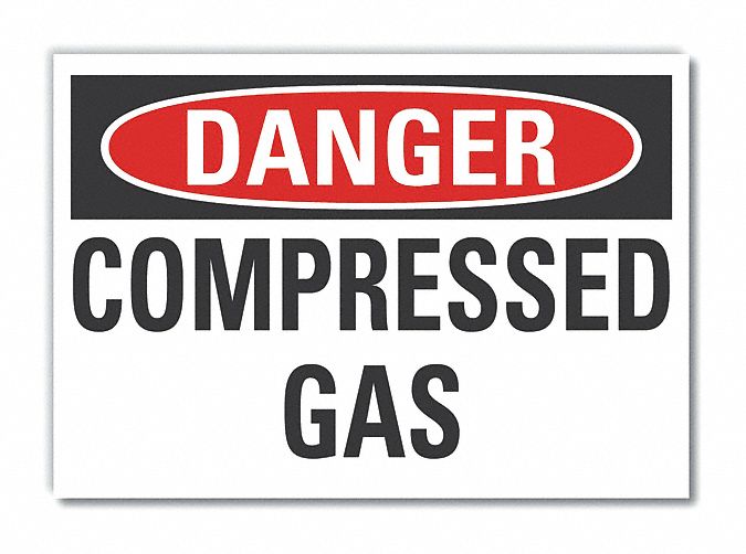 Compressed Gas Danger Lbl 7x10in Polyest