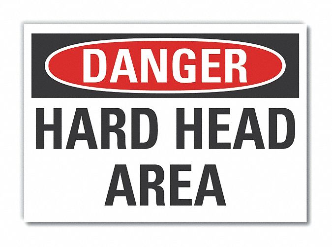 Hard Hat Danger Label 5x7in Polyester