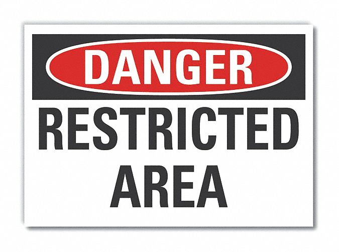 Restricted Area Dangr Rflct Lbl 3.5x5in