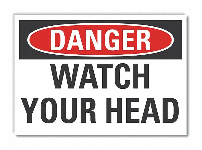 Overhead Clrnce Danger Lbl 5x7in Polyest
