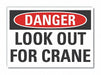 Crane  Hoists Danger Rflct Lbl 7x10in